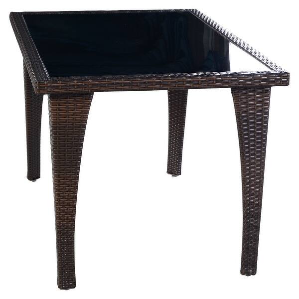 Shop Costway Brown Patio Furniture Outdoor Garden Dining Rattan Wicker Coffee Table Overstock 16954764