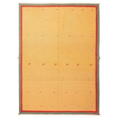 ECARPETGALLERY Flat-Weave Kashkuli Light Orange Wool Tapestry Kilim - 5'5 x 7'5