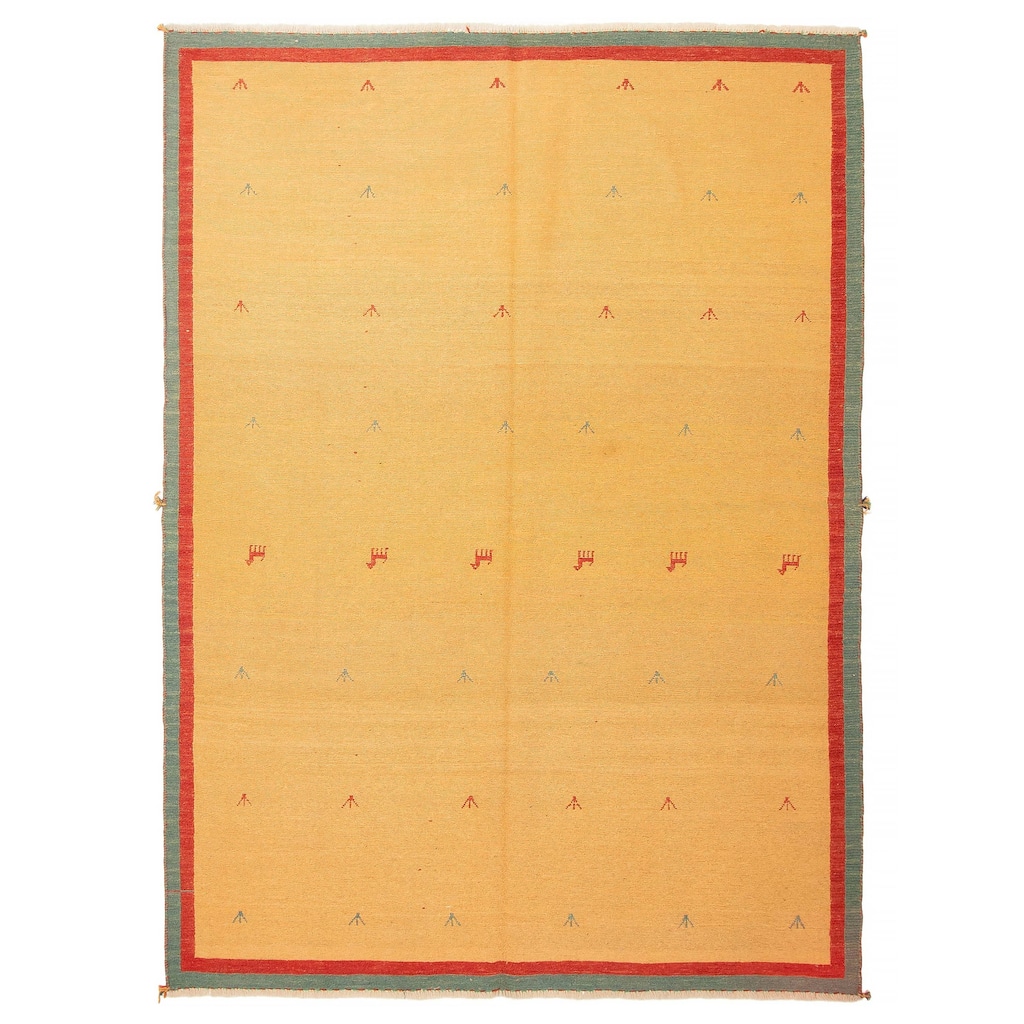 ECARPETGALLERY Flat-Weave Kashkuli Light Orange Wool Tapestry Kilim - 5'5 x 7'5