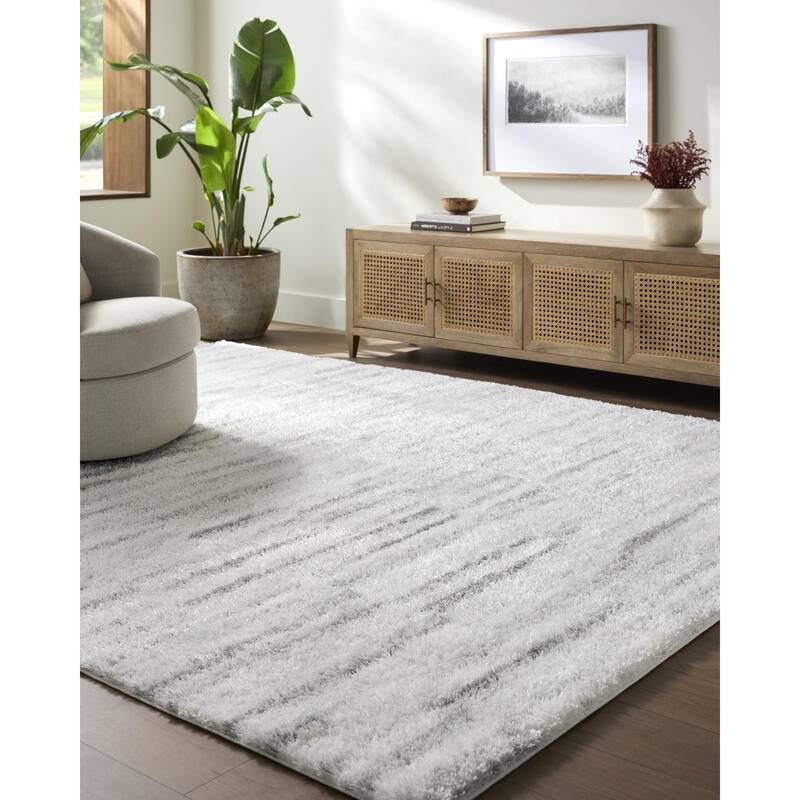 Livabliss Cloudy Shag Modern & Contemporary Area Rug - Light Gray - 5'3" x 7'