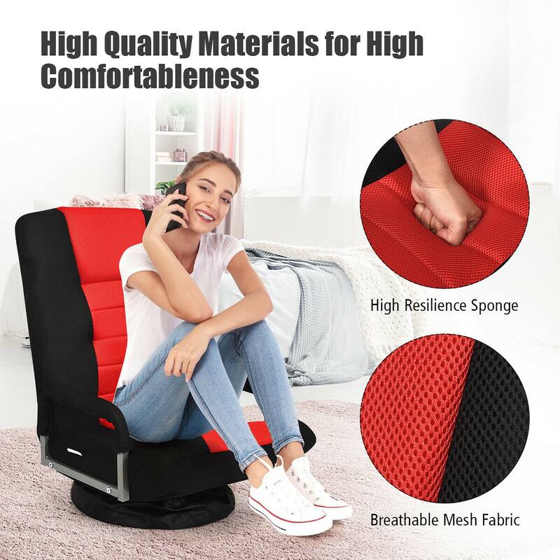 360-Degree Swivel Gaming Floor Chair with Foldable Adjustable Backrest