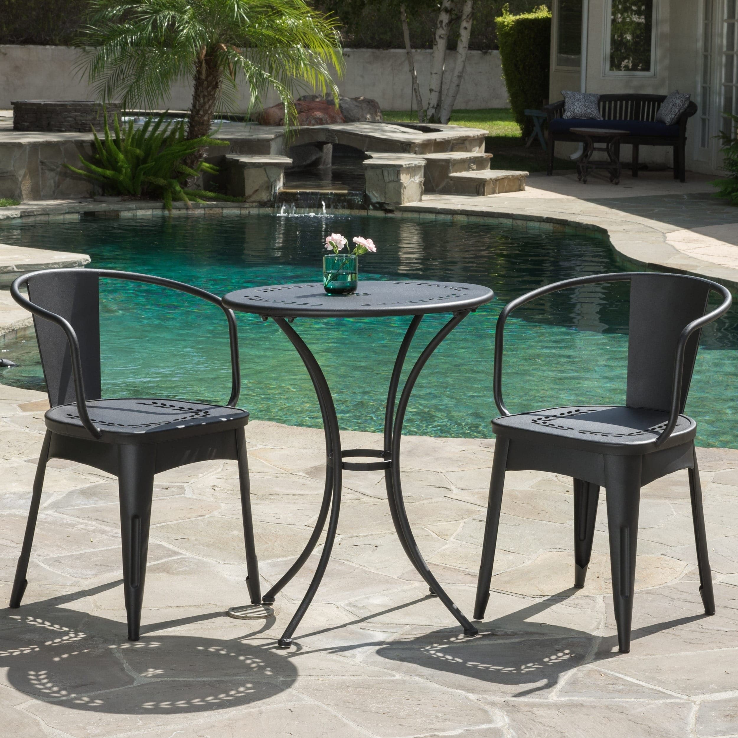 Lourdes Outdoor 3-piece Cast Bistro Set by Christopher Knight Home