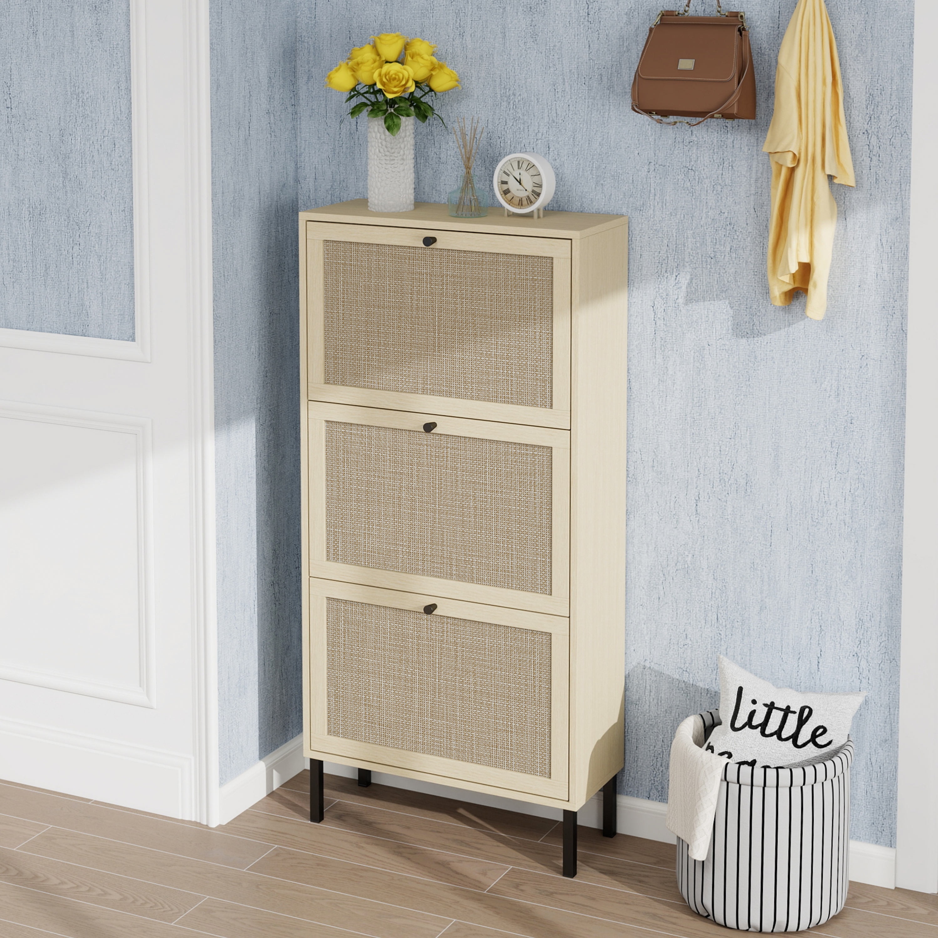 Rattan Shoe Cabinet Storage Cabinet Base Cabinet Entry Cabinet