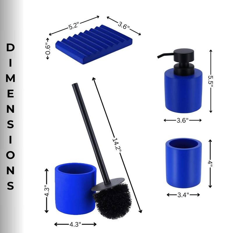 Concrete Cement Bathroom Accessories, 4-Piece Set - N/A