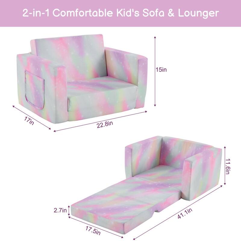 1-Piece Full Sponge Kids Single Folding Sofa Bed Kids Sofa