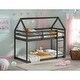 preview thumbnail 11 of 25, Rubber Wood Twin Size Floor Bunk Bed with Ladder, Low Height Design Black