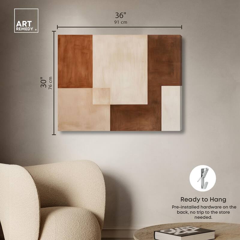 Cream and Brown Panels IV Canvas by Art Remedy, Gallery Wrapped
