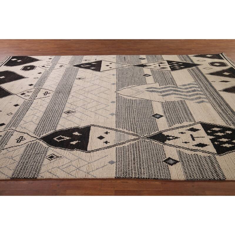 Geometric Moroccan Rug Hand-Knotted Wool Carpet - 8'9"x 12'7"