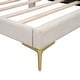 preview thumbnail 25 of 38, Upholstered Daybed with Nailhead Trim, L Shaped Linen Fabric Sofa Bed Frame with Backrest and Armrest, Gold Metal Legs