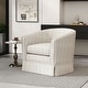 preview thumbnail 4 of 18, Roomfitters Houndstooth Swivel Barrel Accent Chair with Skirted Base, Upholstered Armchair for Living Room or Office Cream