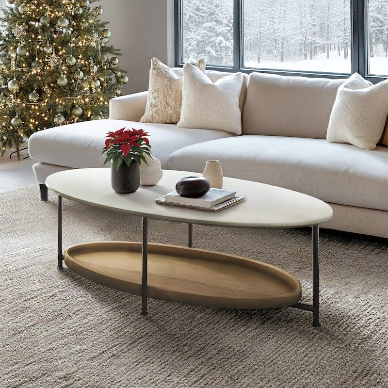 Madison Park Beaumont White/ Natural Coffee Table - White/ Natural