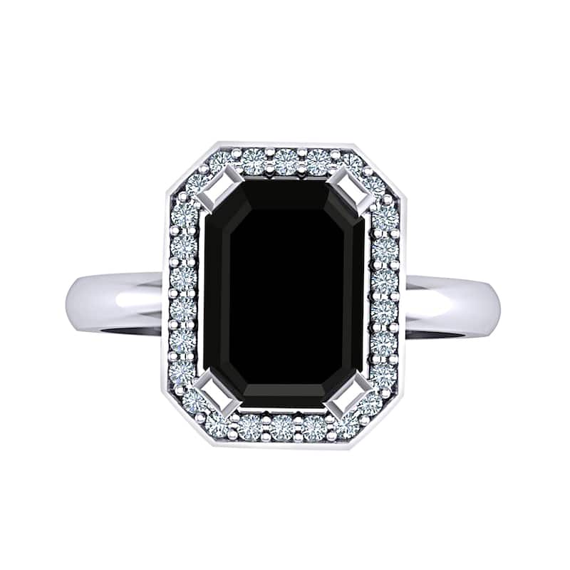 Auriya 3 1/3ctw Emerald Cut Halo Black Diamond Ring 14k Gold - White - 9