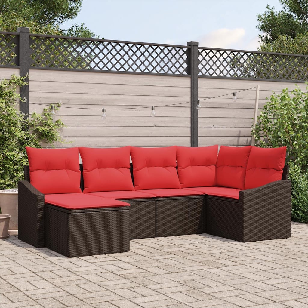 vidaXL 7 Piece Garden Sofa Set with Cushions - 91.9×48.6×46.1