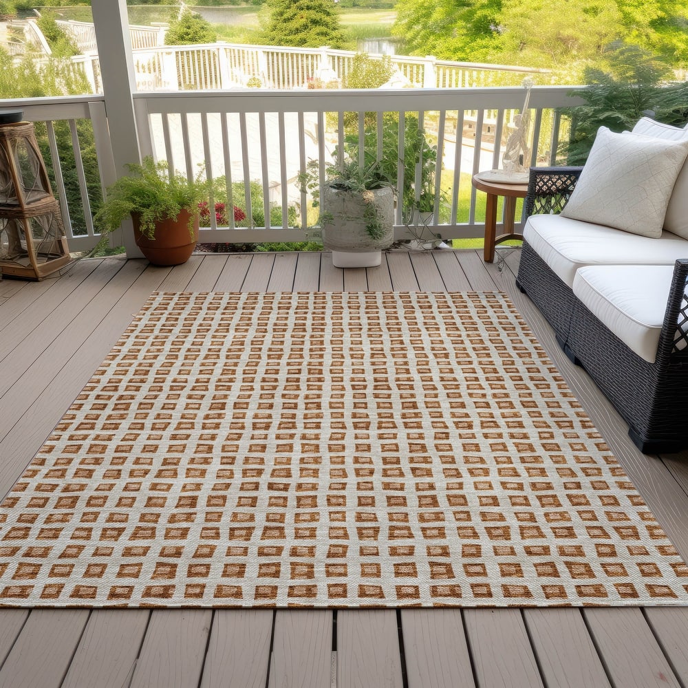 Machine Washable Indoor/ Outdoor Chantille Squared Rug