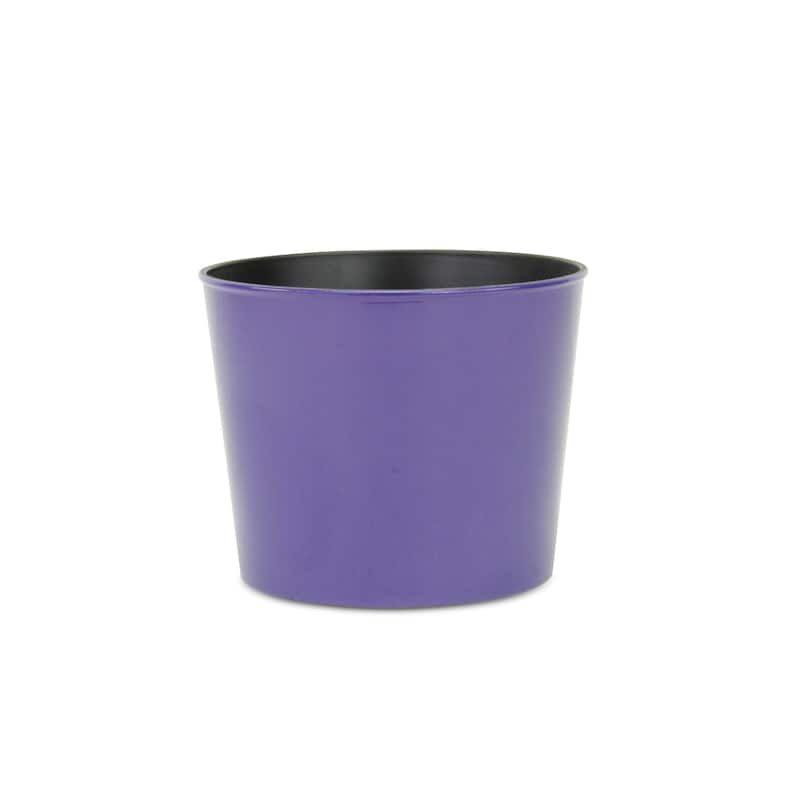 HomeRoots 7" Navy Blue Recycled Plastic Indoor Outdoor Round Pot Planter