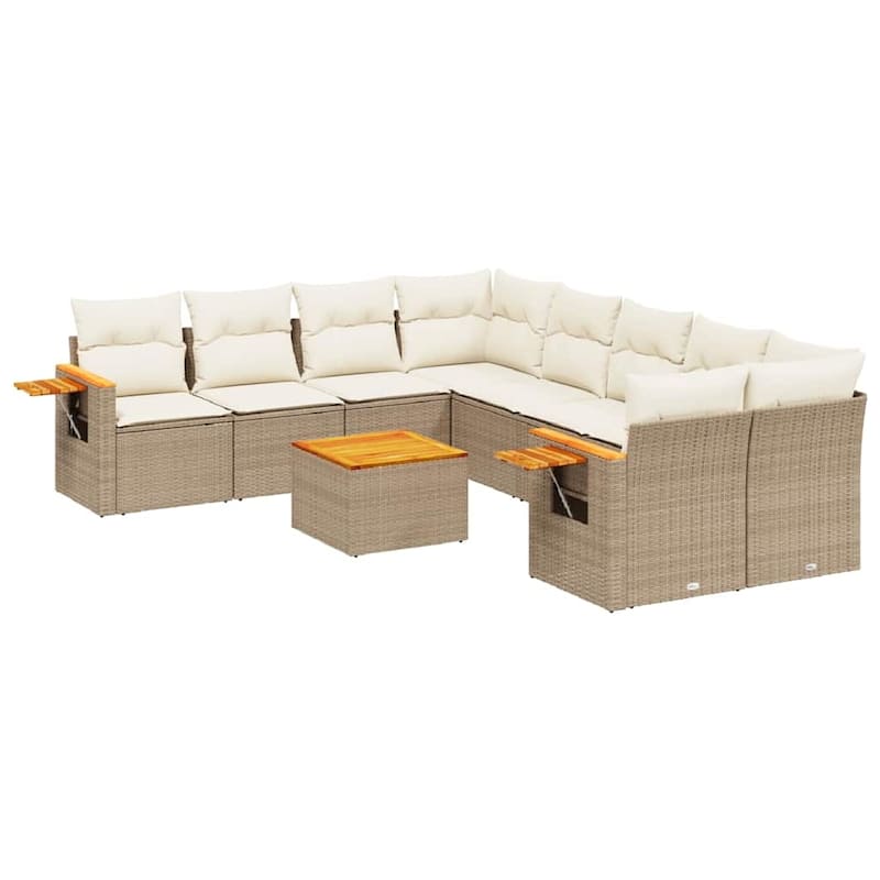 vidaXL Patio Sofa Set with Cushions Outdoor Furniture 9 Piece Poly Rattan