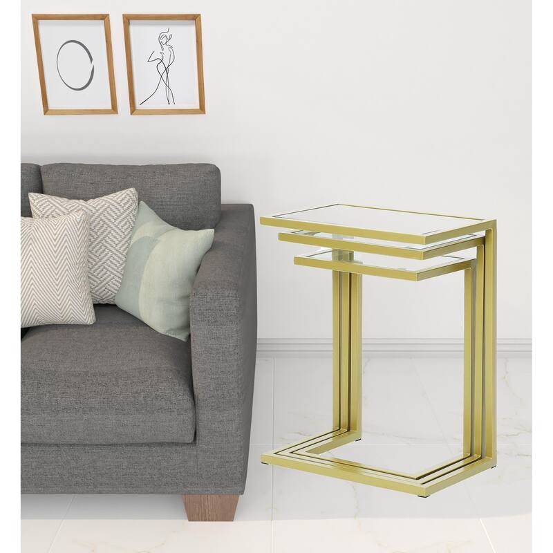 HomeRoots 24" Chrome Glass Rectangular End Table - 26.18