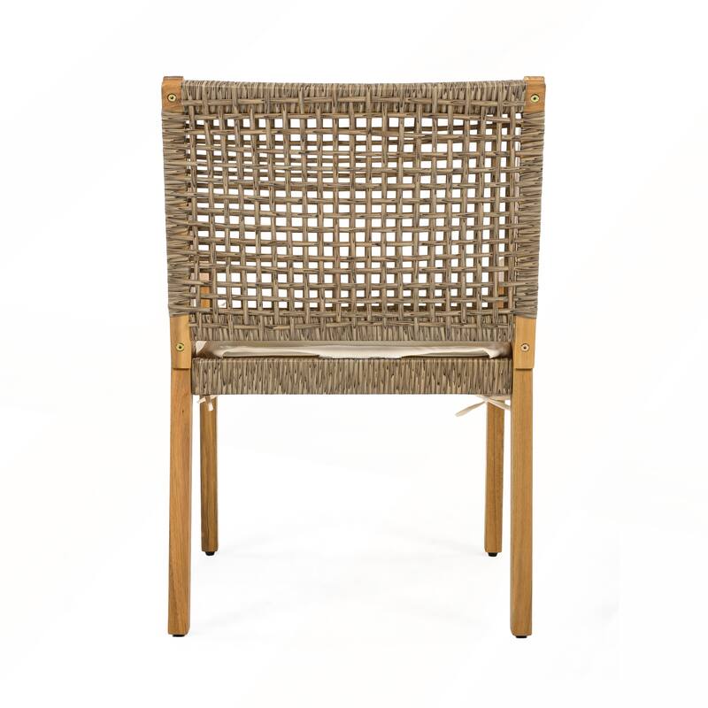Durable Acacia Wicker Outdoor Dining Chair Set