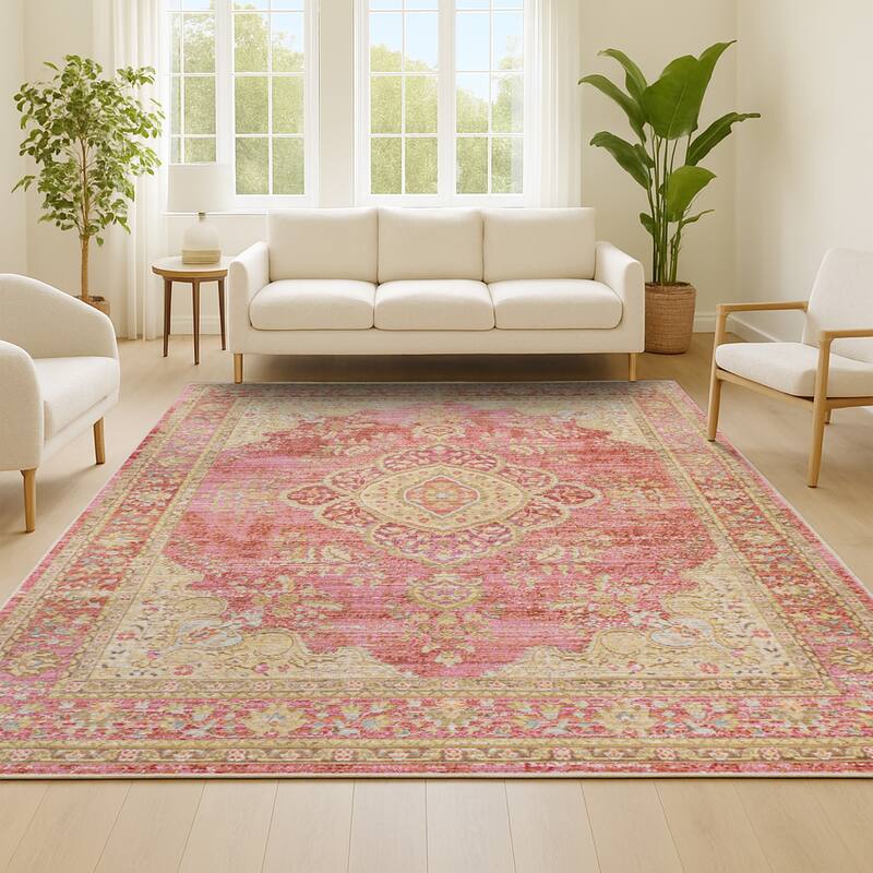 JONATHAN Y Lila Floral Medallion Area Rug