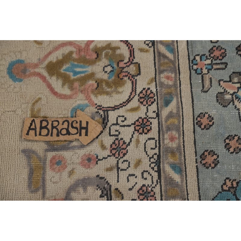 Hand Knotted Oriental 100% Wool Carpet Traditional Floral Beige & Ivories Tabriz Area Rug - 11' 6'' X 9' 7''