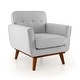 preview thumbnail 2 of 18, Costway Modern Accent Chair Upholstered Linen Fabric Armchair with - See Details Grey