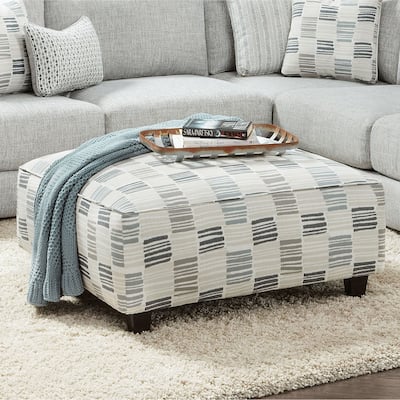 Eldan Transitional Grey Chenille Padded Cocktail Ottoman by Furniture of America