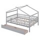 preview thumbnail 8 of 13, Gray Full Solid Wood House Bed with Two Drawers