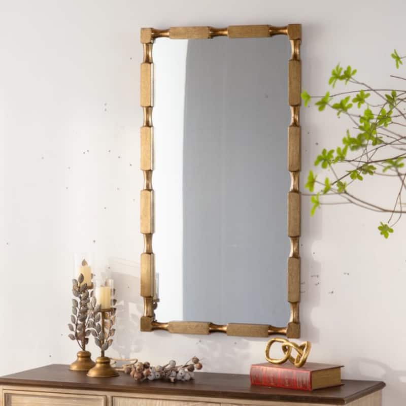 Gold Bamboo-Style Rectangular Wall Mirror