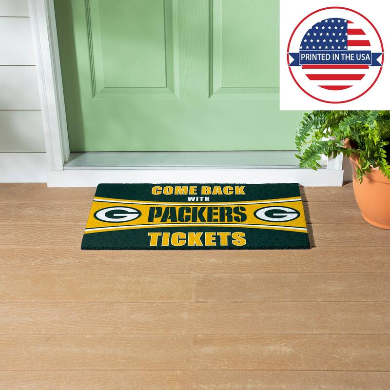 Green Bay Packers 28 in. x 16 in. PVC "Come Back With Tickets" Trapper Door Mat