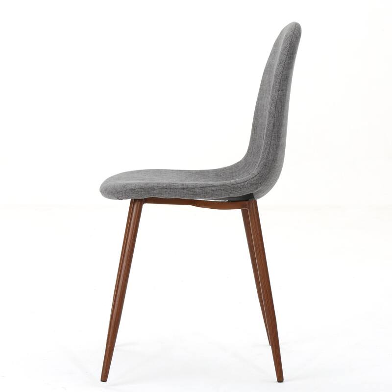 Dining Chair Set of 2, Light Gray Seat and Back Cushion, Brown Metal
