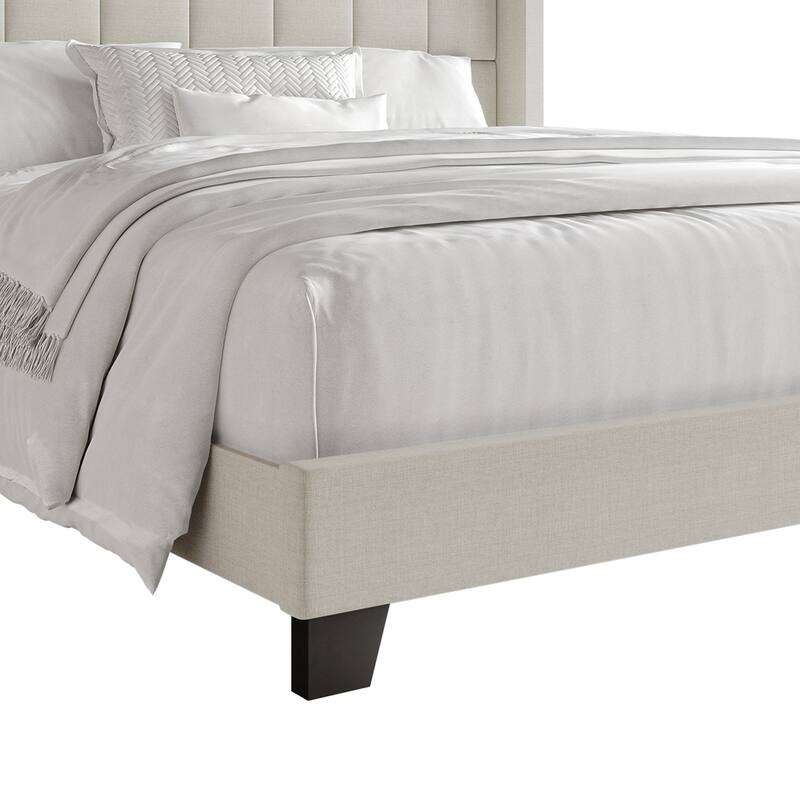 CraftPorch Wingback Linen Upholstered Panel Bed
