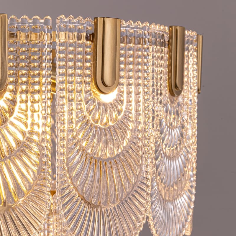 20 in. Gold Modern Glass Chandelier 5-Light Glam Dimmable Pendant Light Fixture for Dining Room