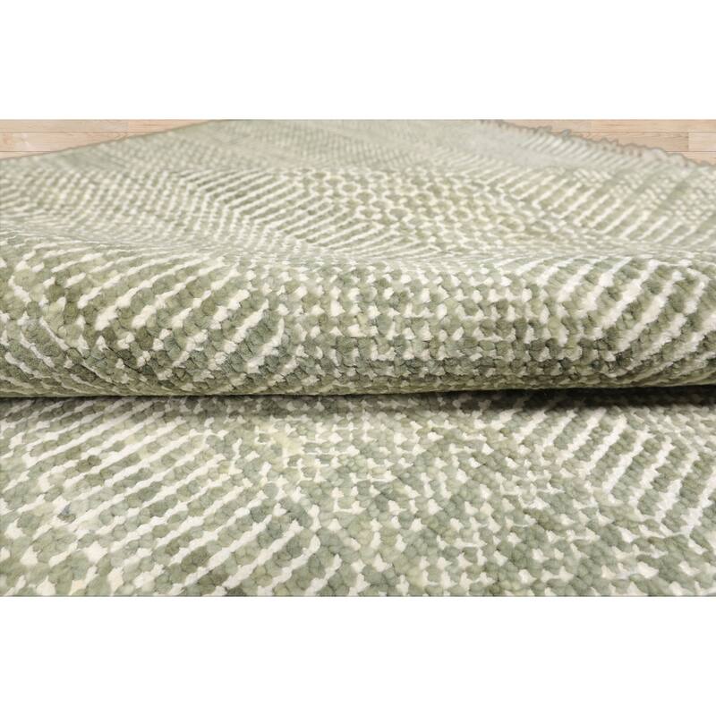 Multi Size Sage Geometric Hand-Knotted Wool Tibetan Area Rug