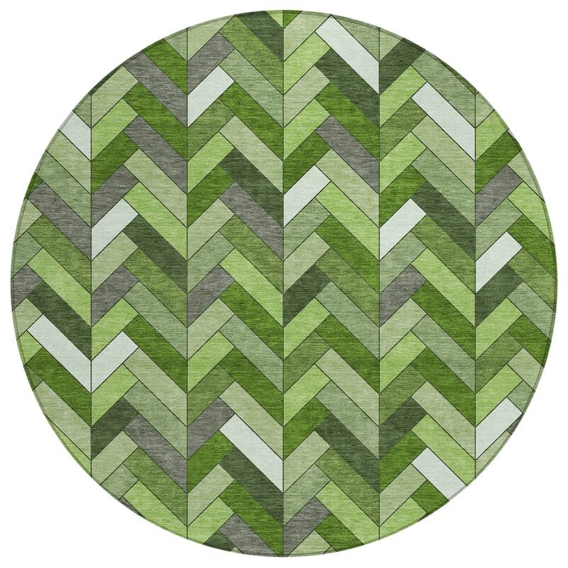 Machine Washable Indoor/ Outdoor Modern Chevron Chantille Rug