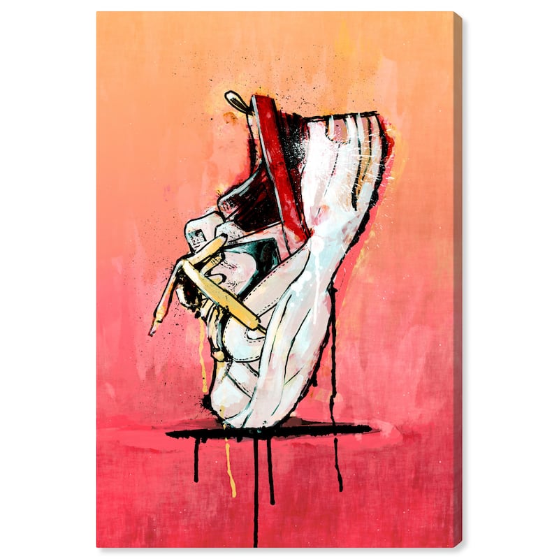 Wynwood Studio Canvas Fashion and Glam Hype Beast Sneakers White and Coral Glam Wall Art Canvas Print