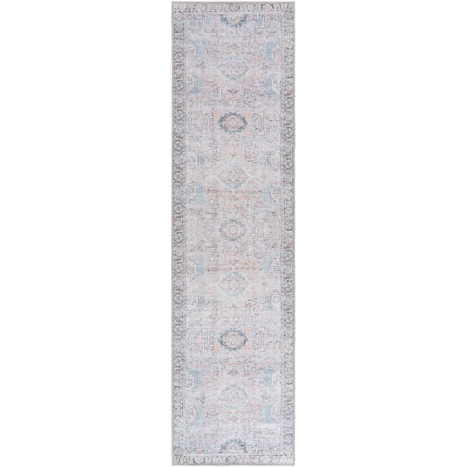 Livabliss Transitional Kemer Medallion Washable Area Rug - 2'7" x 10' - Cream/Seafoam