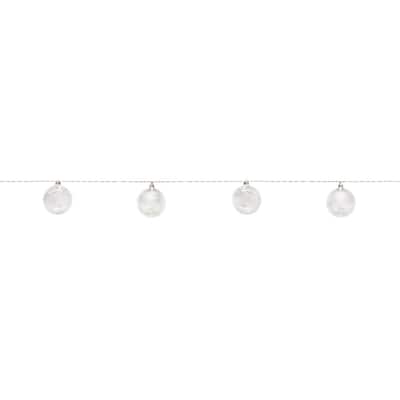 Set of 2 LED Lighted Glass Christmas Ball Ornaments with String Lights 4.5"