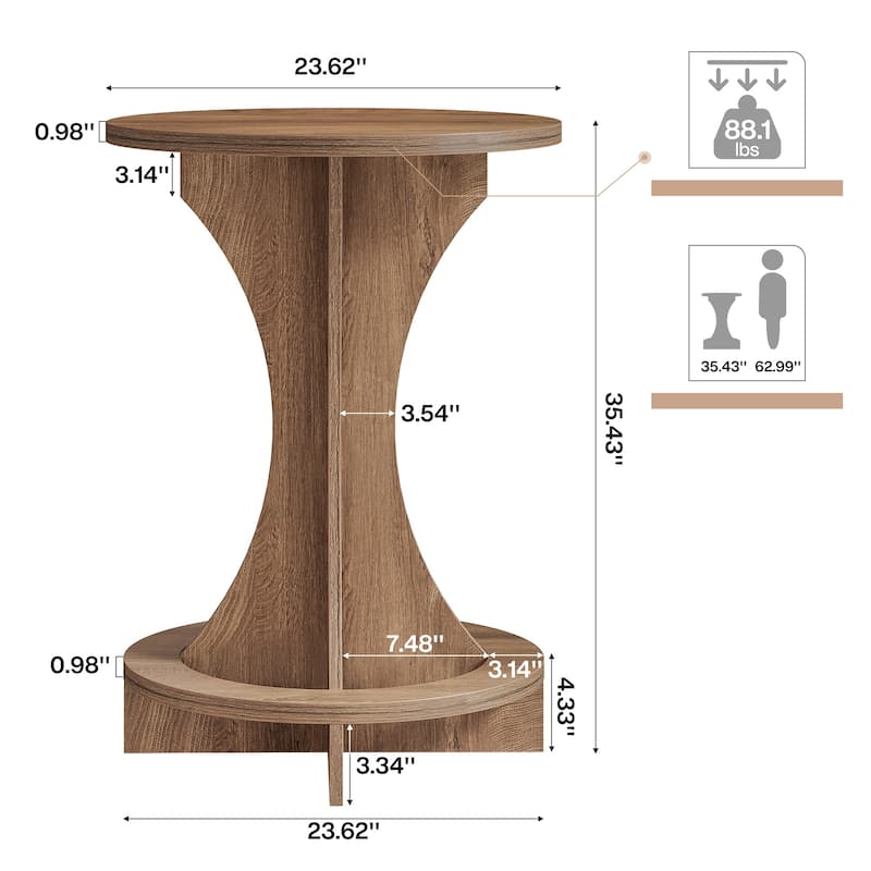 Round Bar Table, 35.4-Inch Tall Bistro Pub Table for Home Bar