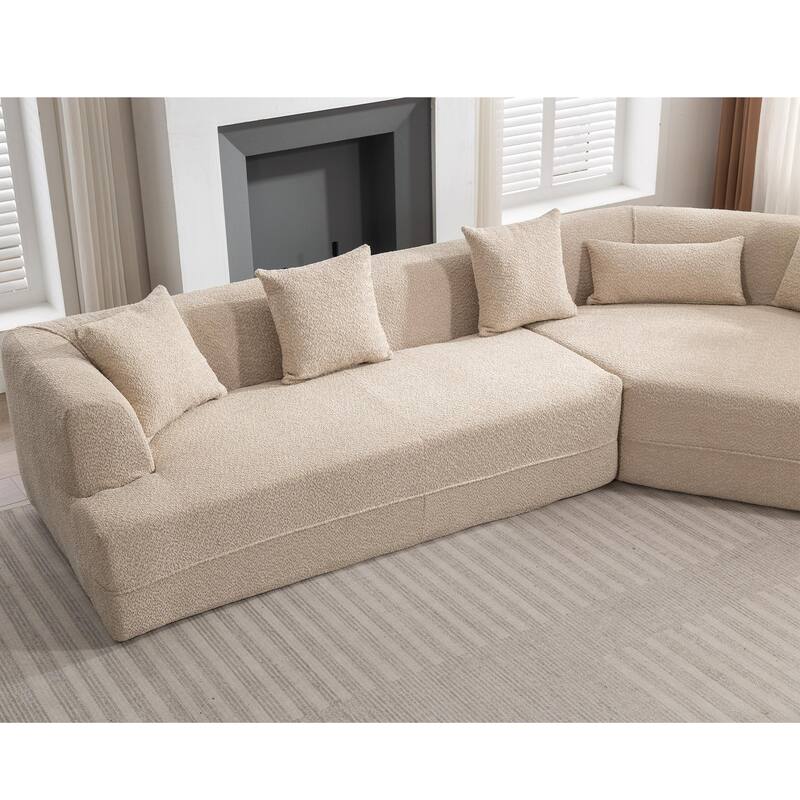 Boucle Fabric Free Combination Modular Reversible Sofa Set