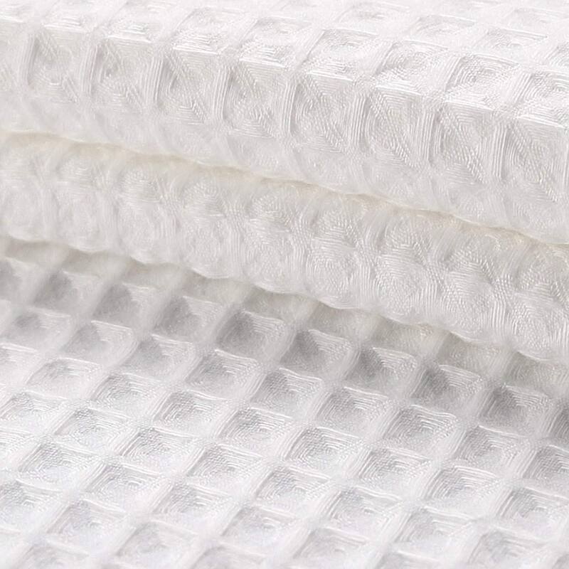 Fabric Shower Curtain Set, Cotton Blend, Waffle Weave, with Snap in