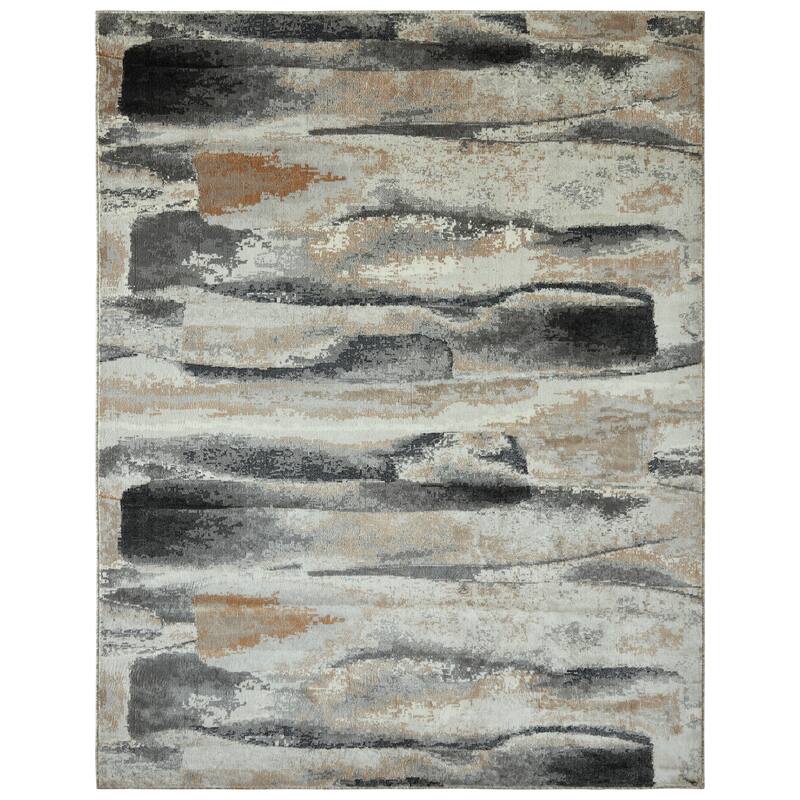 Midnight Charcoal Abstract Area Rug