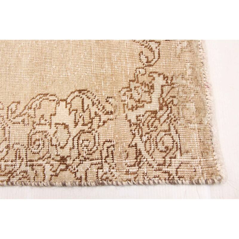 ECARPETGALLERY Hand-knotted Antalya Vintage Tan Wool Rug - 2'8 x 9'9