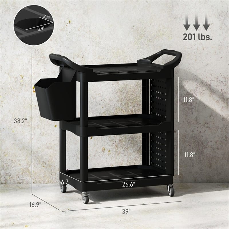 Adjustable Workshop Stool with Lumbar Support, Locking Wheels and Metal Tray and Bottle Holders
