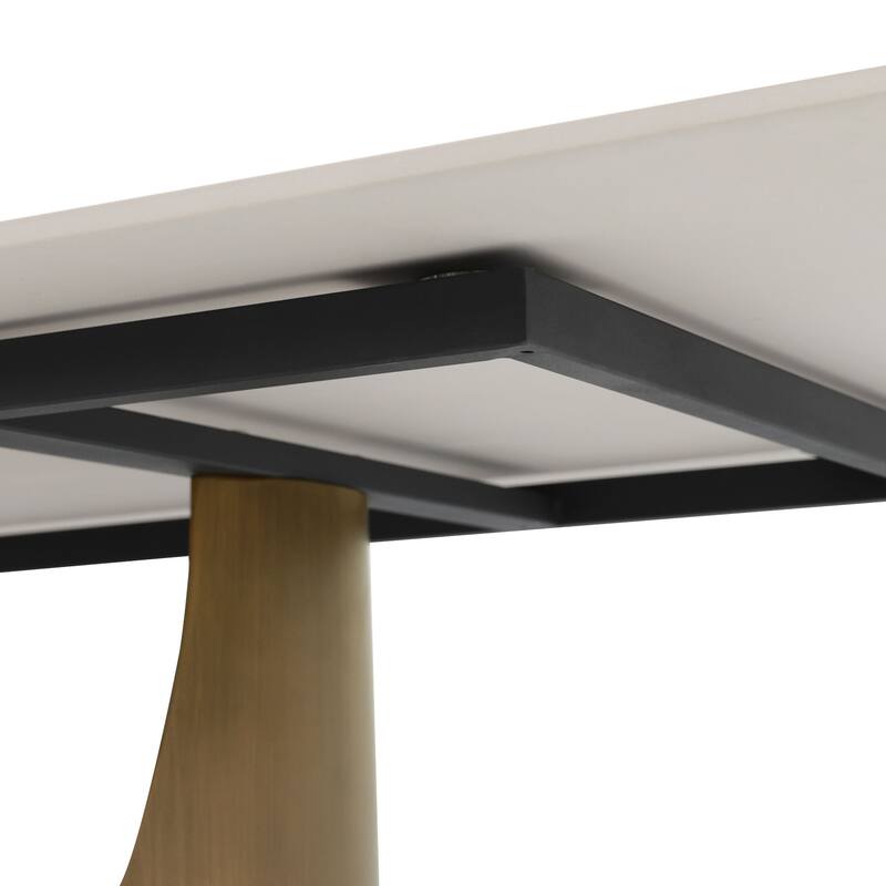 63" Dining Table for 6 with Sintered Stone Tabletop and Solid Carbon Steel Base
