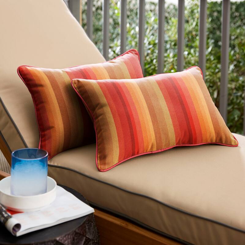 Sunbrella Astoria Sunset/ Dupione Crimson Indoor/ Outdoor Pillow Set - 13 in x 20 in