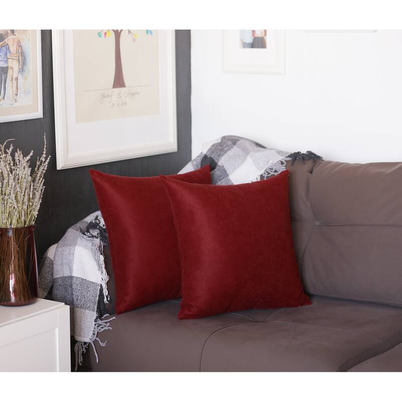 Honey Set of 2 Decorative Throw Pillow Cover Solid Color Square 22" in - Claret Red-22x22