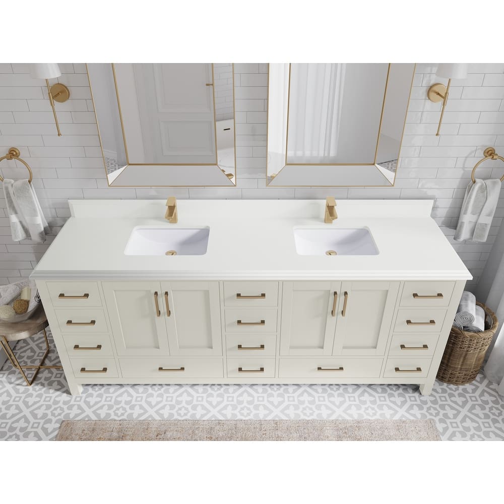 Willow Collection 84 in. W x 22 in. D Malibu Double Sink Bathroom Vanity with Countertop
