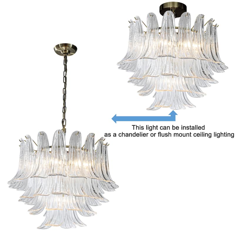 Vintage Mid-Century Modern Chandelier Clear Art Glass Pendant With Antique Bronze Finish For Livingroom Bedroom