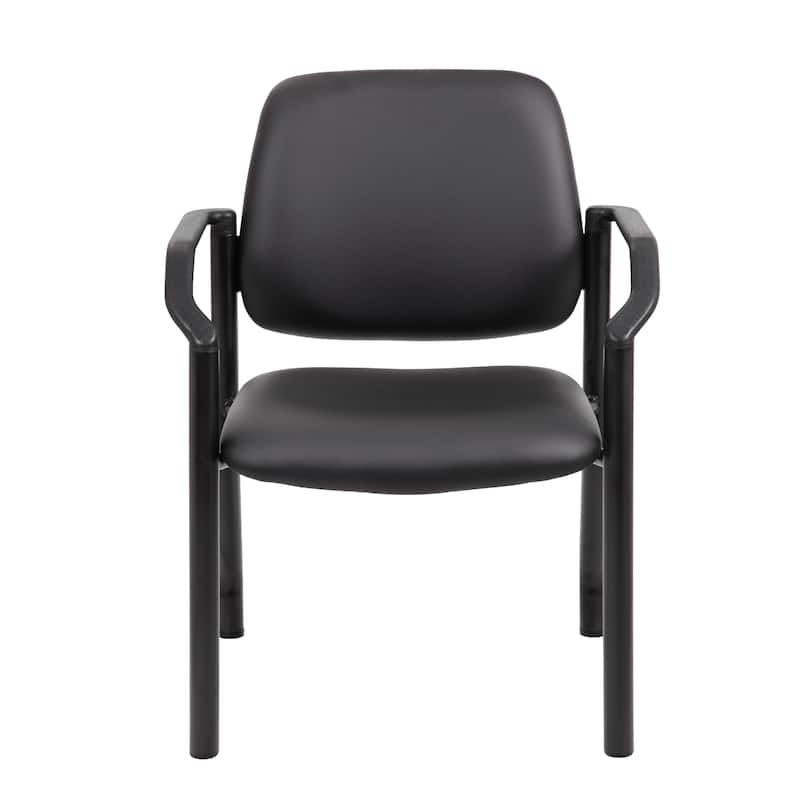 Theo Guest Chair with Modern Steel Frame, Black Antimicrobial Vinyl