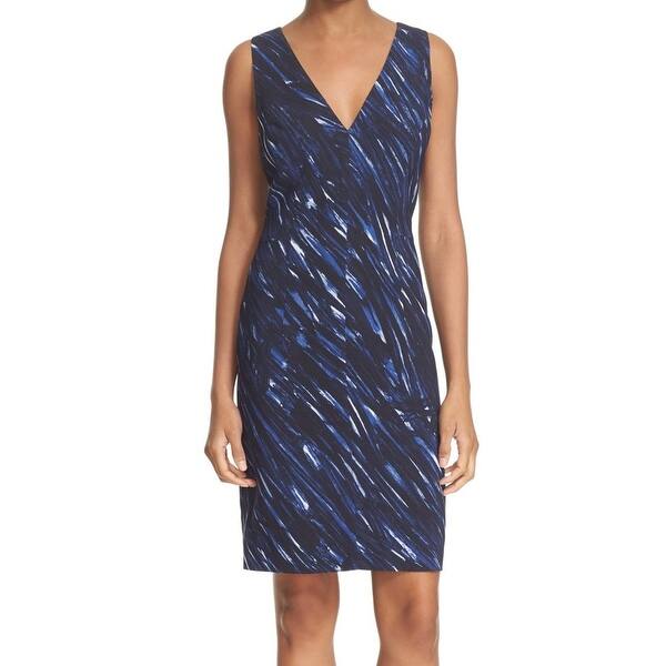 Shop Milly Womens V Neck Abstract Printed Sheath Dress Overstock